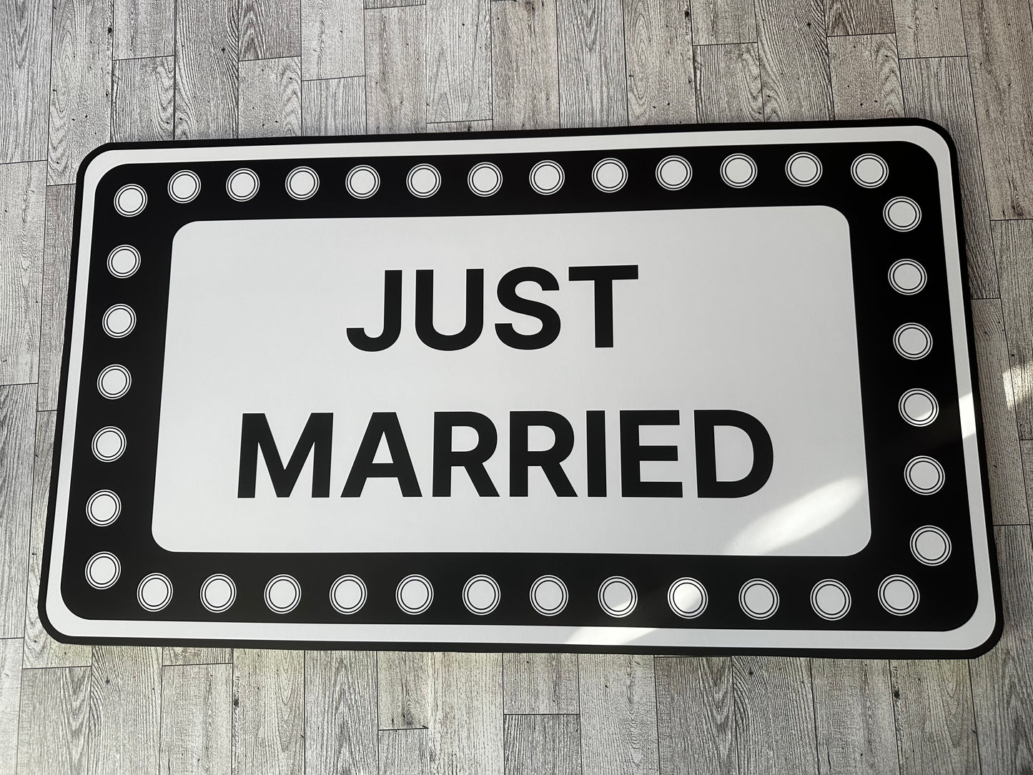 Rectangle Black and White Marquee Wedding Reception Entrance Sign