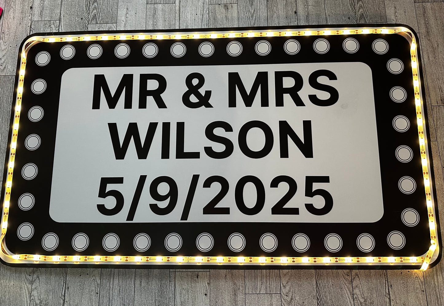 Rectangle Black and White Marquee Wedding Reception Entrance Sign