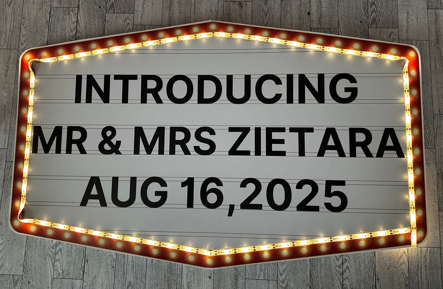 Large Red and Gold Marquee Wedding Reception Entrance Sign