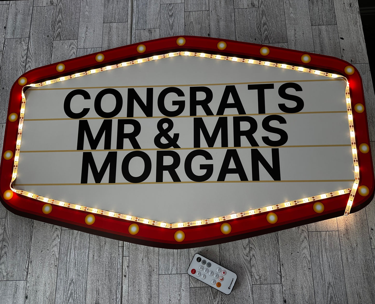 Red and Gold Marquee Wedding Reception Entrance Sign