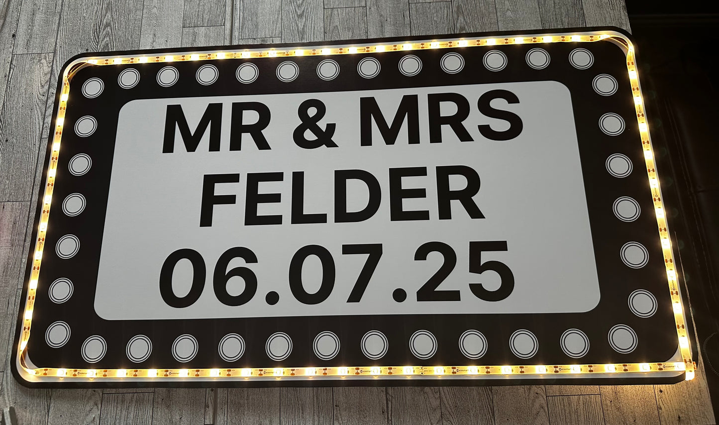 Rectangle Black and White Marquee Wedding Reception Entrance Sign