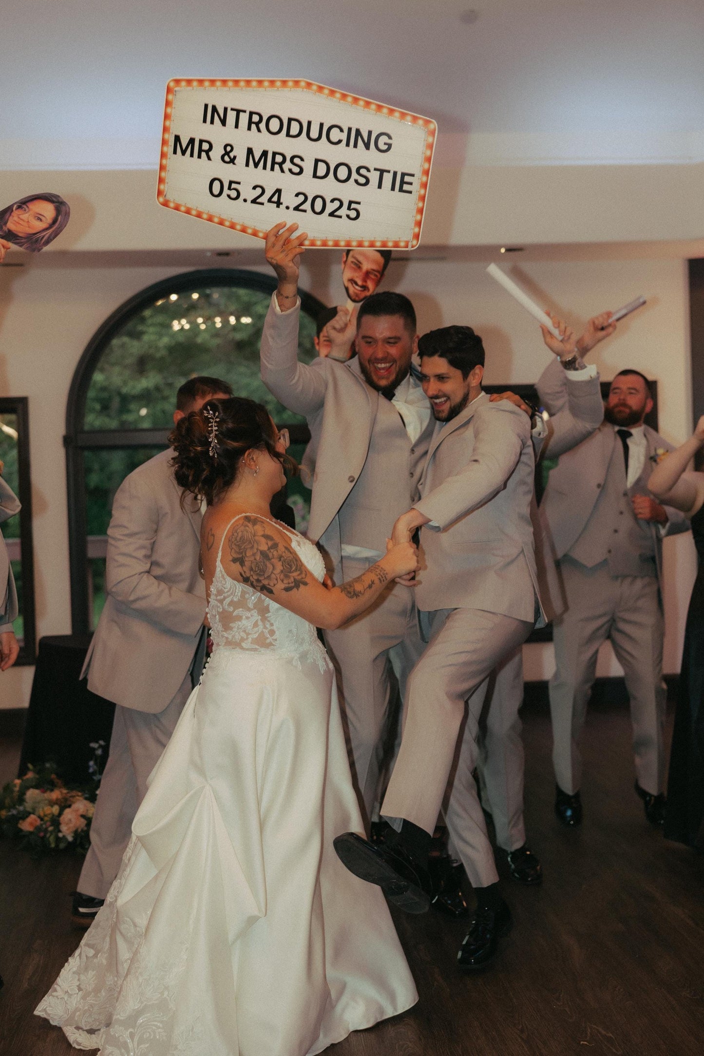 Large Red and Gold Marquee Wedding Reception Entrance Sign