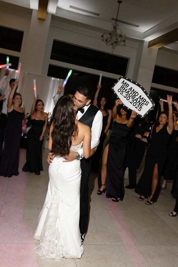 Black and White Marquee Wedding Reception Entrance Sign