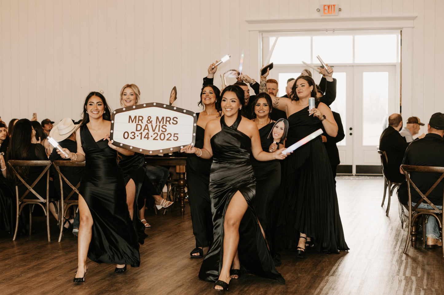 Black and White Marquee Wedding Reception Entrance Sign