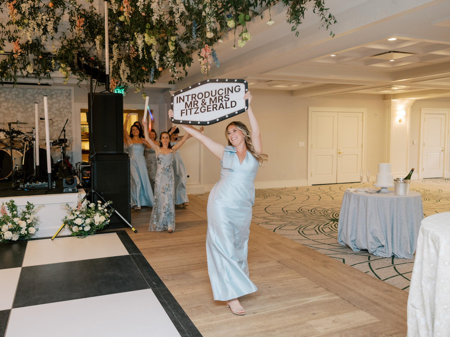 Black and White Marquee Wedding Reception Entrance Sign