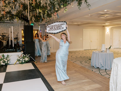 Black and White Marquee Wedding Reception Entrance Sign
