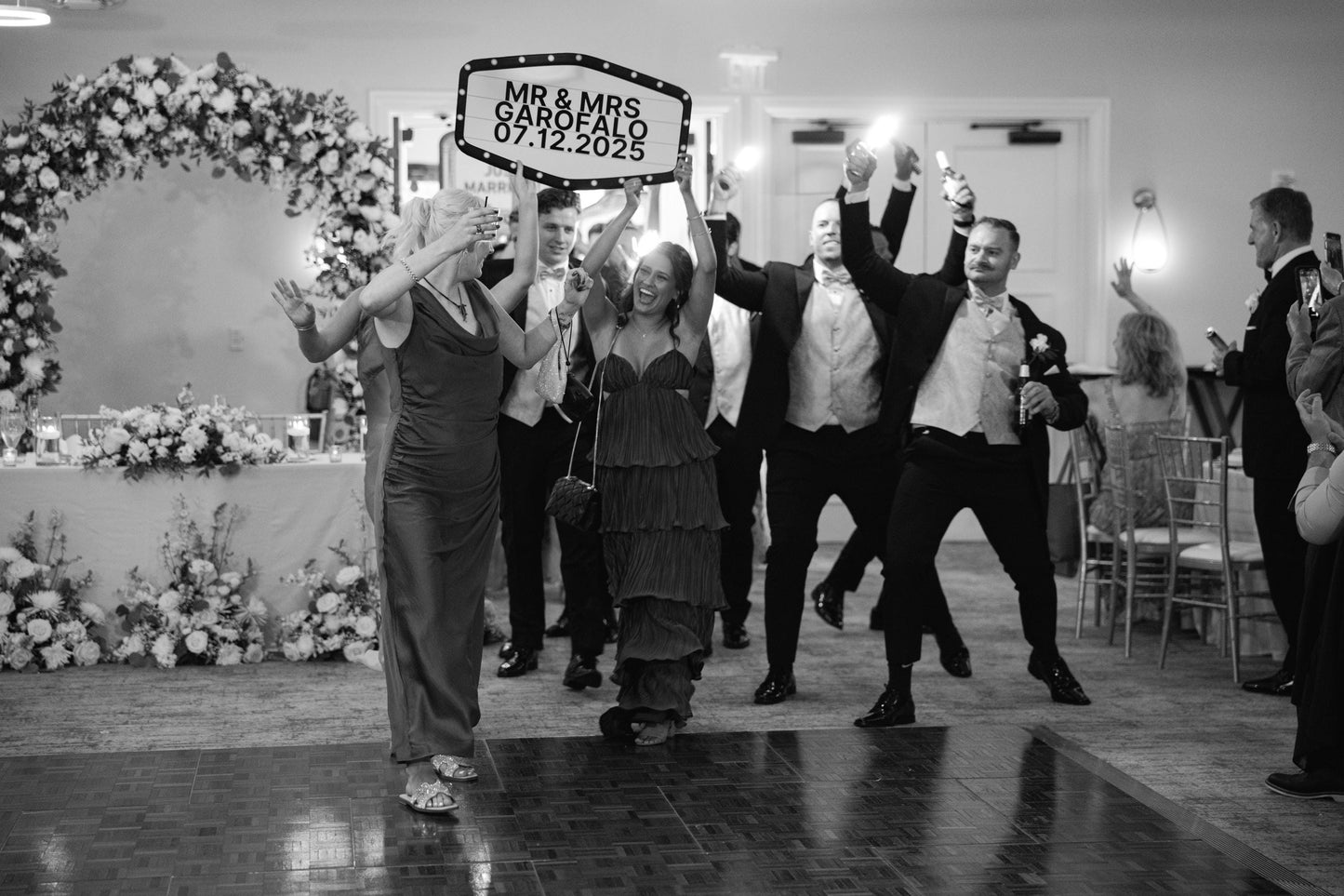 Black and White Marquee Wedding Reception Entrance Sign