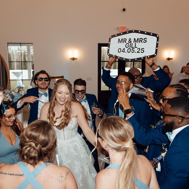 Black and White Marquee Wedding Reception Entrance Sign