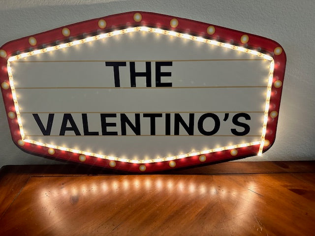 Red and Gold Marquee Wedding Reception Entrance Sign