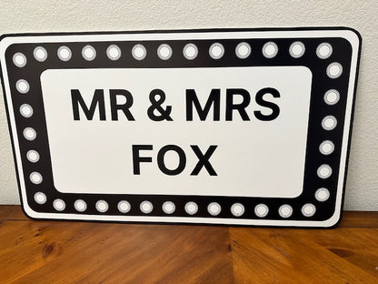 Rectangle Black and White Marquee Wedding Reception Entrance Sign