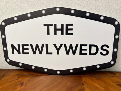 Black and White Marquee Wedding Reception Entrance Sign