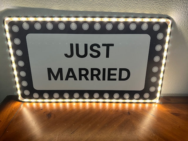 Rectangle Black and White Marquee Wedding Reception Entrance Sign