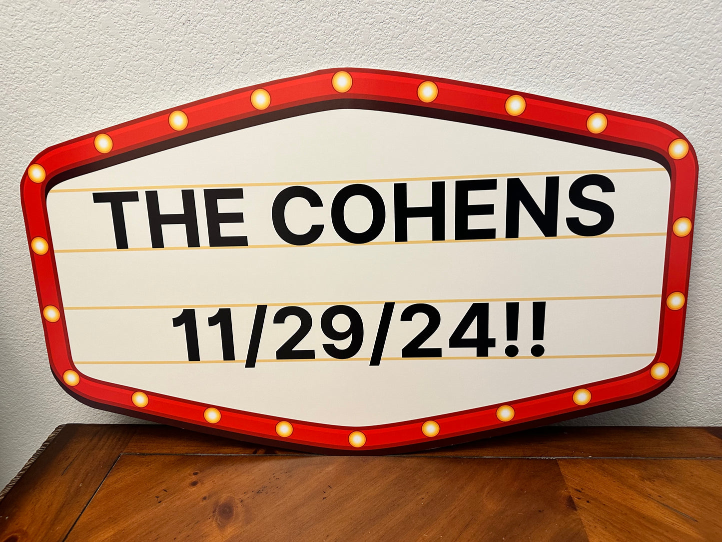 Red and Gold Marquee Wedding Reception Entrance Sign