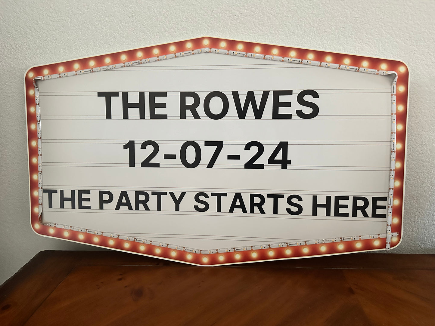 Large Red and Gold Marquee Wedding Reception Entrance Sign