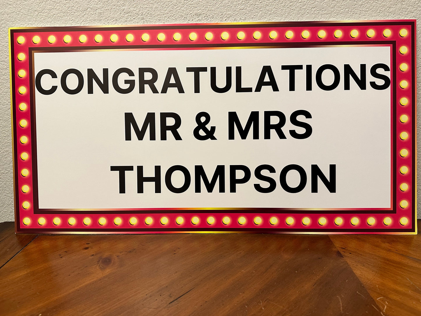 Hot Pink and Gold Marquee Wedding Reception Entrance Sign