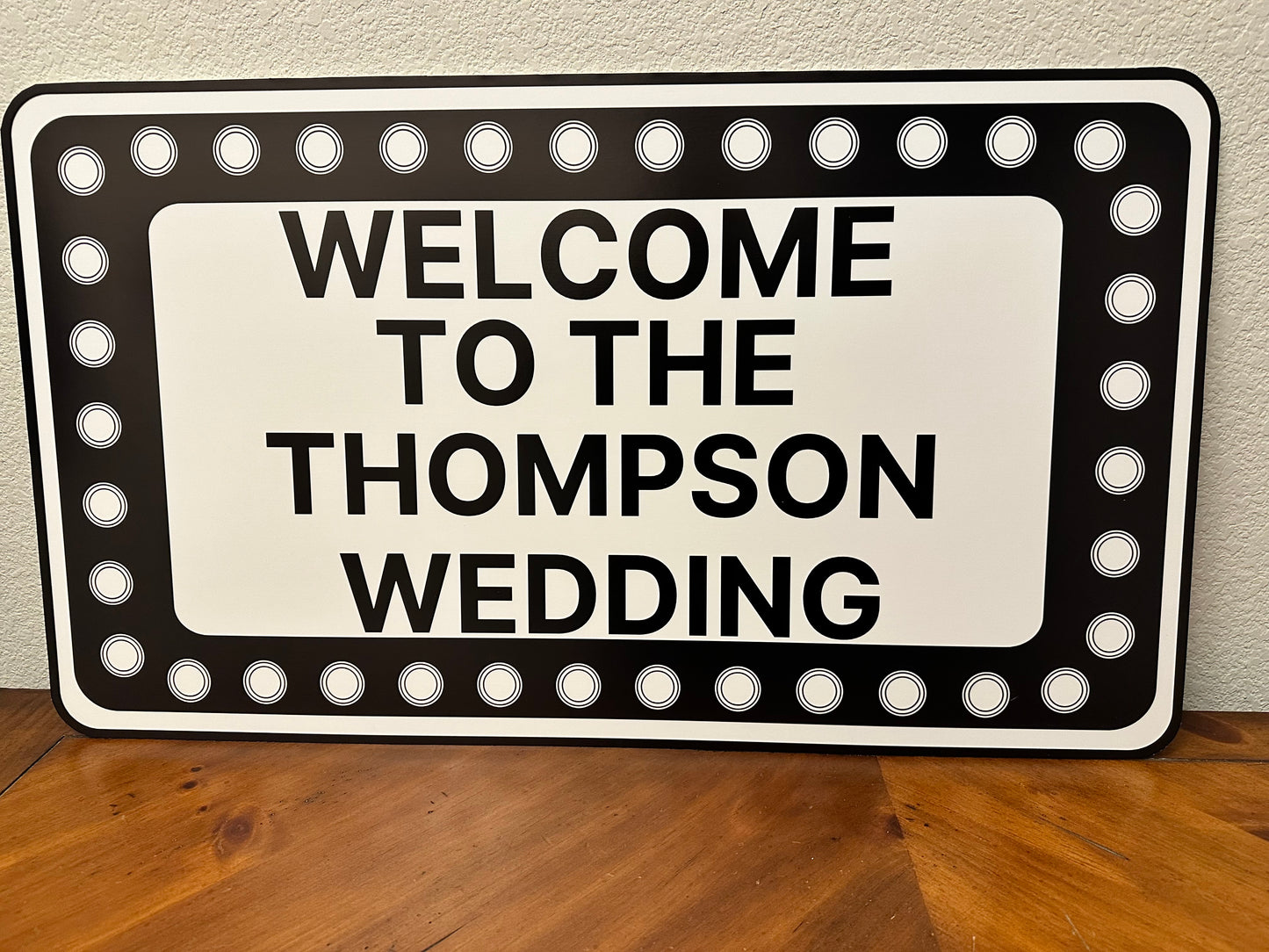 Rectangle Black and White Marquee Wedding Reception Entrance Sign