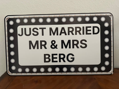 Rectangle Black and White Marquee Wedding Reception Entrance Sign