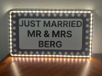 Rectangle Black and White Marquee Wedding Reception Entrance Sign