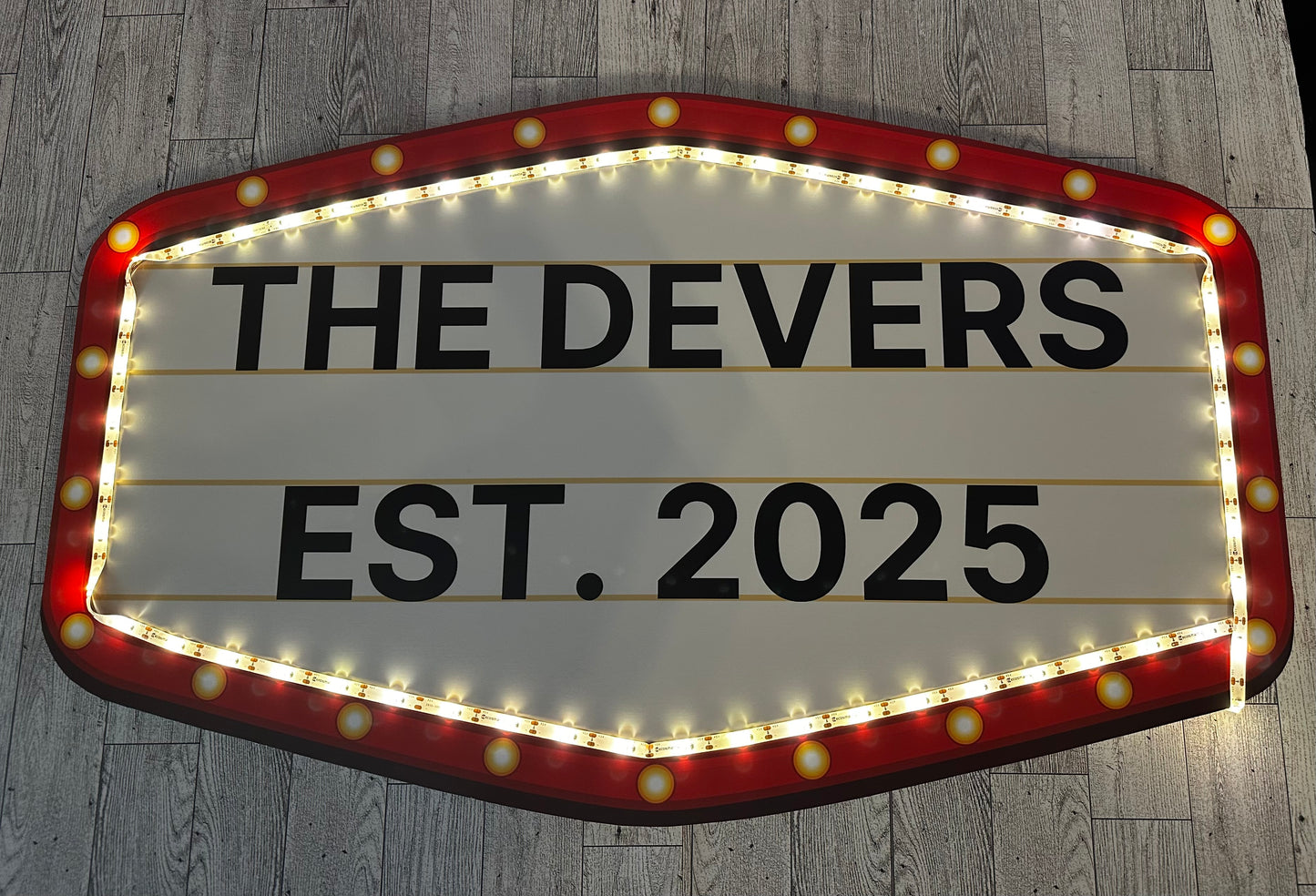 Red and Gold Marquee Wedding Reception Entrance Sign