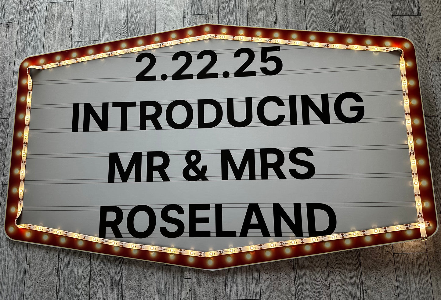 Large Red and Gold Marquee Wedding Reception Entrance Sign