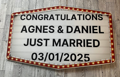 Large Red and Gold Marquee Wedding Reception Entrance Sign