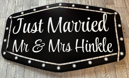 All Black Marquee Wedding Reception Entrance Sign