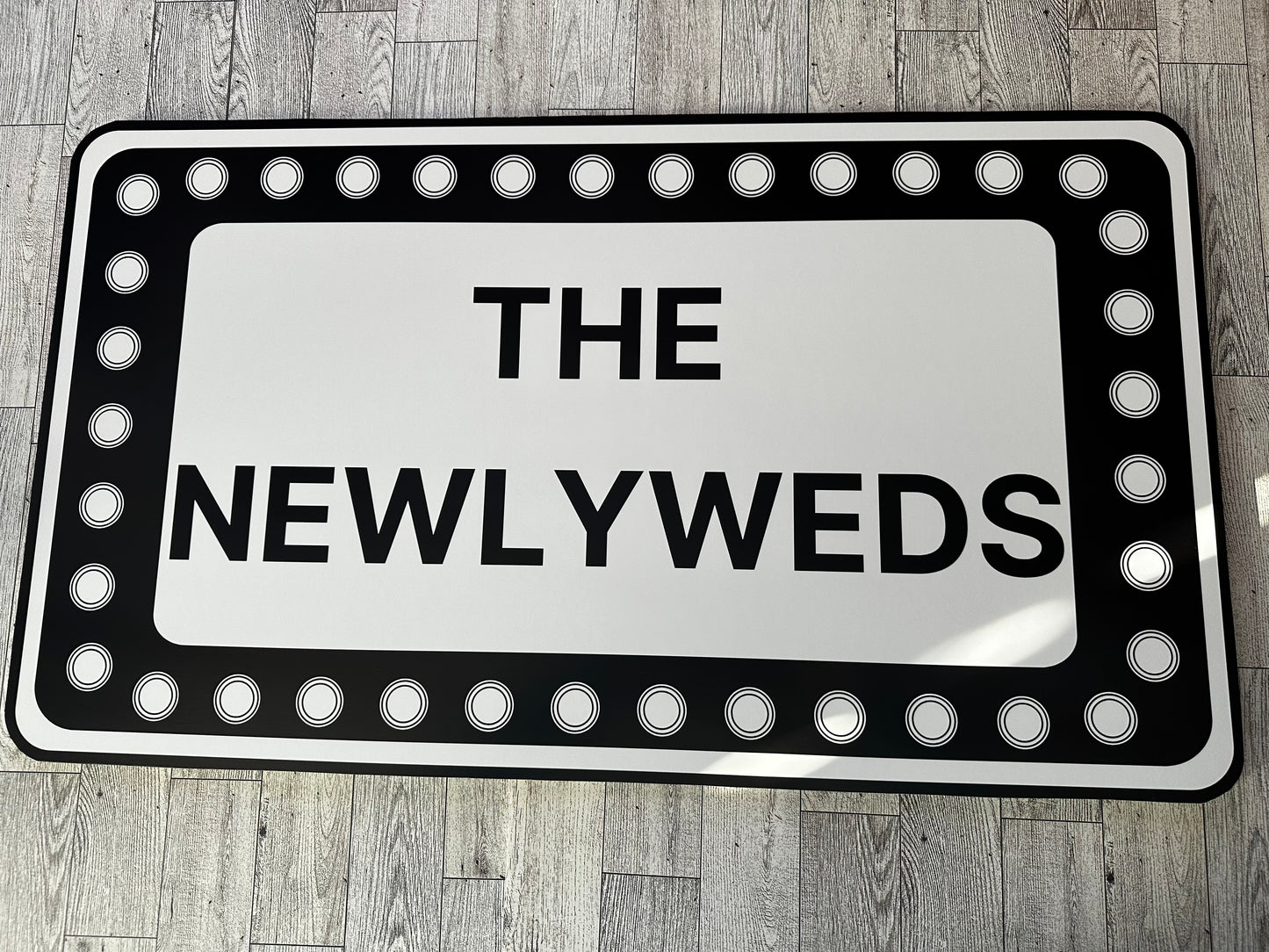 Rectangle Black and White Marquee Wedding Reception Entrance Sign