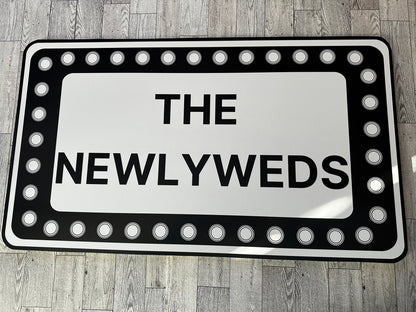 Rectangle Black and White Marquee Wedding Reception Entrance Sign