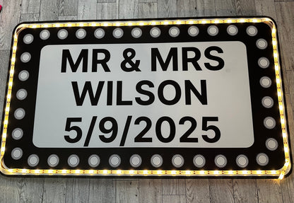 Rectangle Black and White Marquee Wedding Reception Entrance Sign