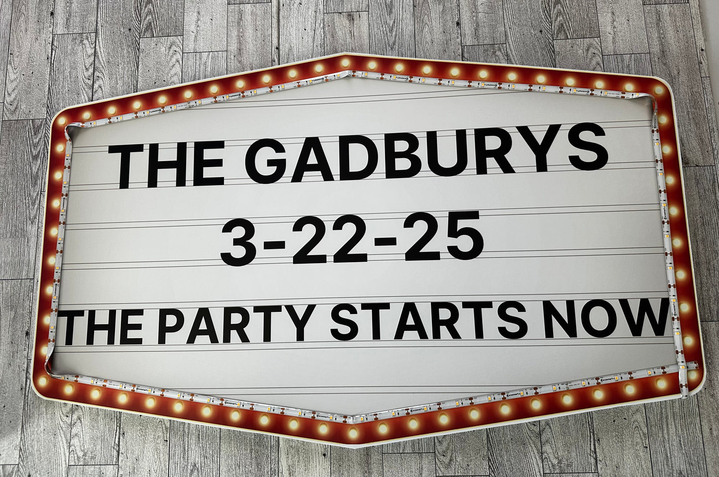 Large Red and Gold Marquee Wedding Reception Entrance Sign