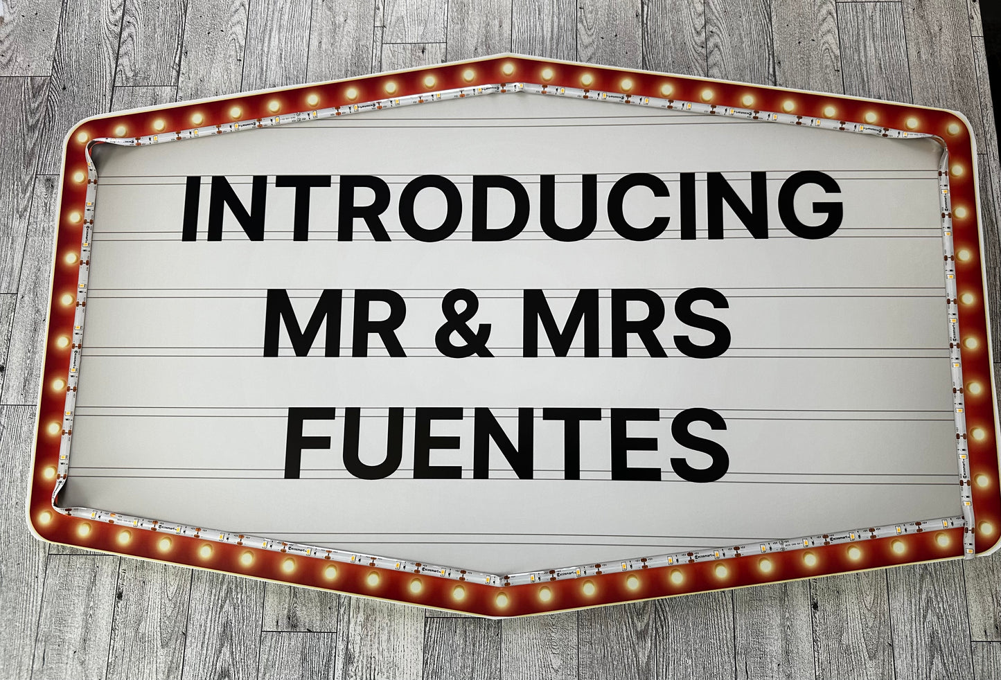 Large Red and Gold Marquee Wedding Reception Entrance Sign
