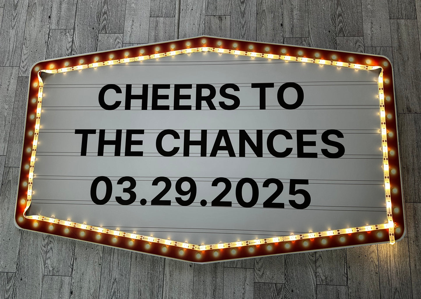 Large Red and Gold Marquee Wedding Reception Entrance Sign