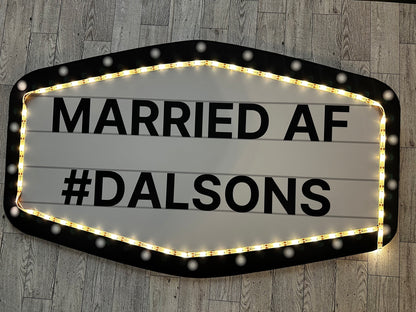 Black and White Marquee Wedding Reception Entrance Sign