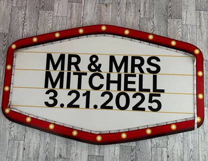 Red and Gold Marquee Wedding Reception Entrance Sign