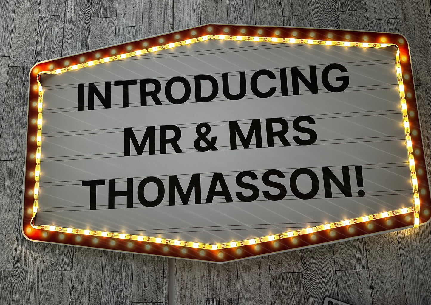 Large Red and Gold Marquee Wedding Reception Entrance Sign