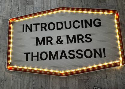 Large Red and Gold Marquee Wedding Reception Entrance Sign
