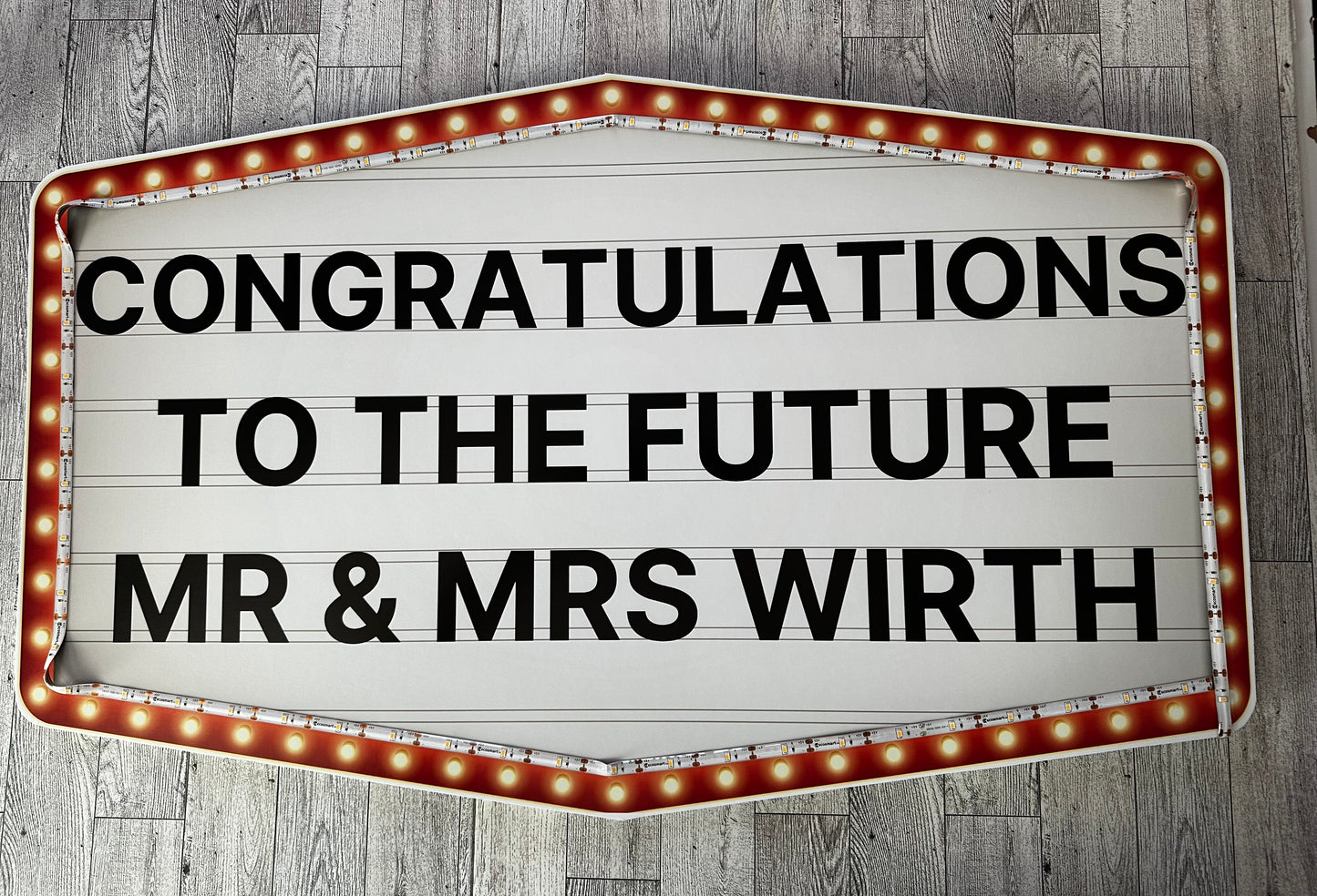 Large Red and Gold Marquee Wedding Reception Entrance Sign