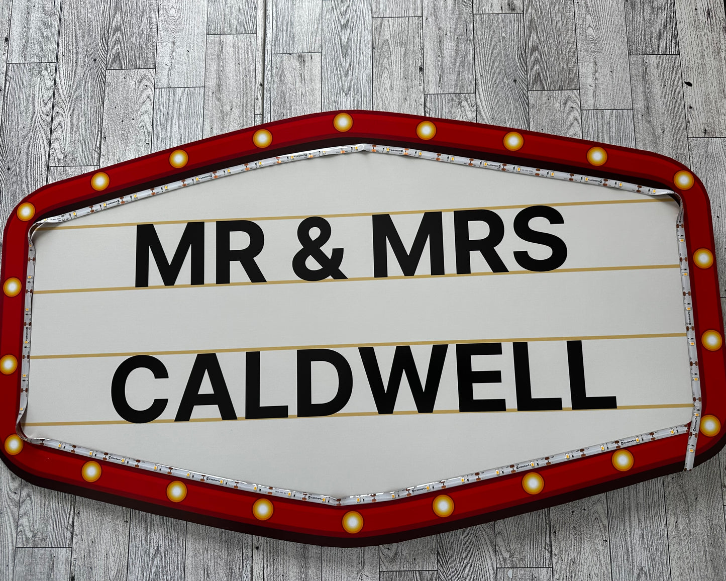 Red and Gold Marquee Wedding Reception Entrance Sign