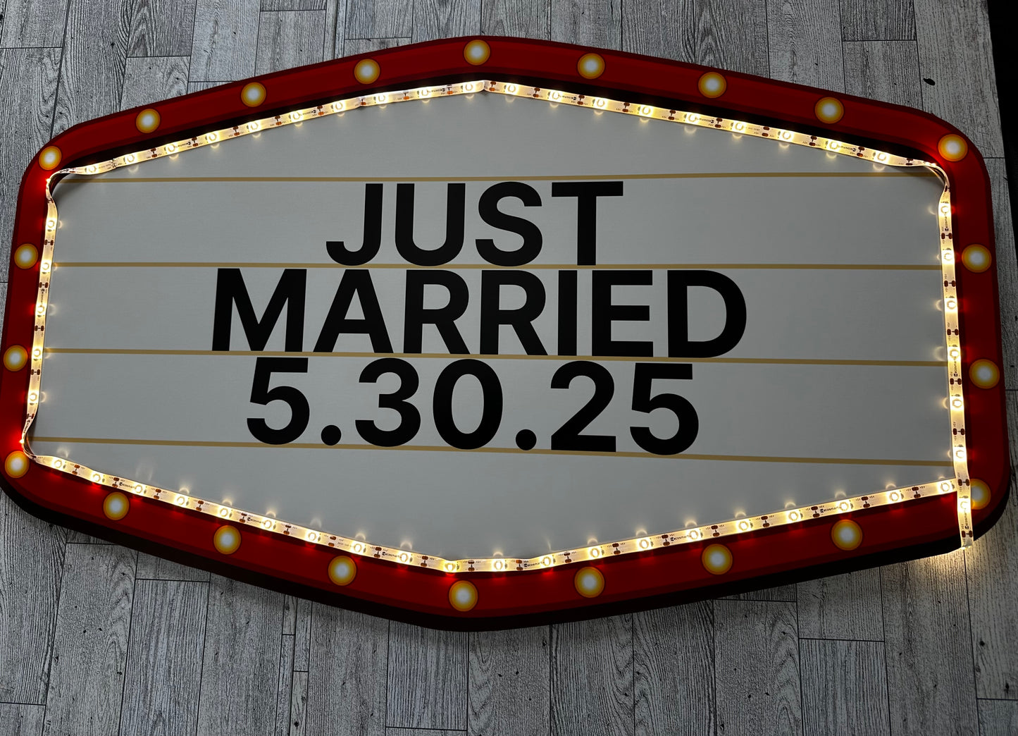Red and Gold Marquee Wedding Reception Entrance Sign