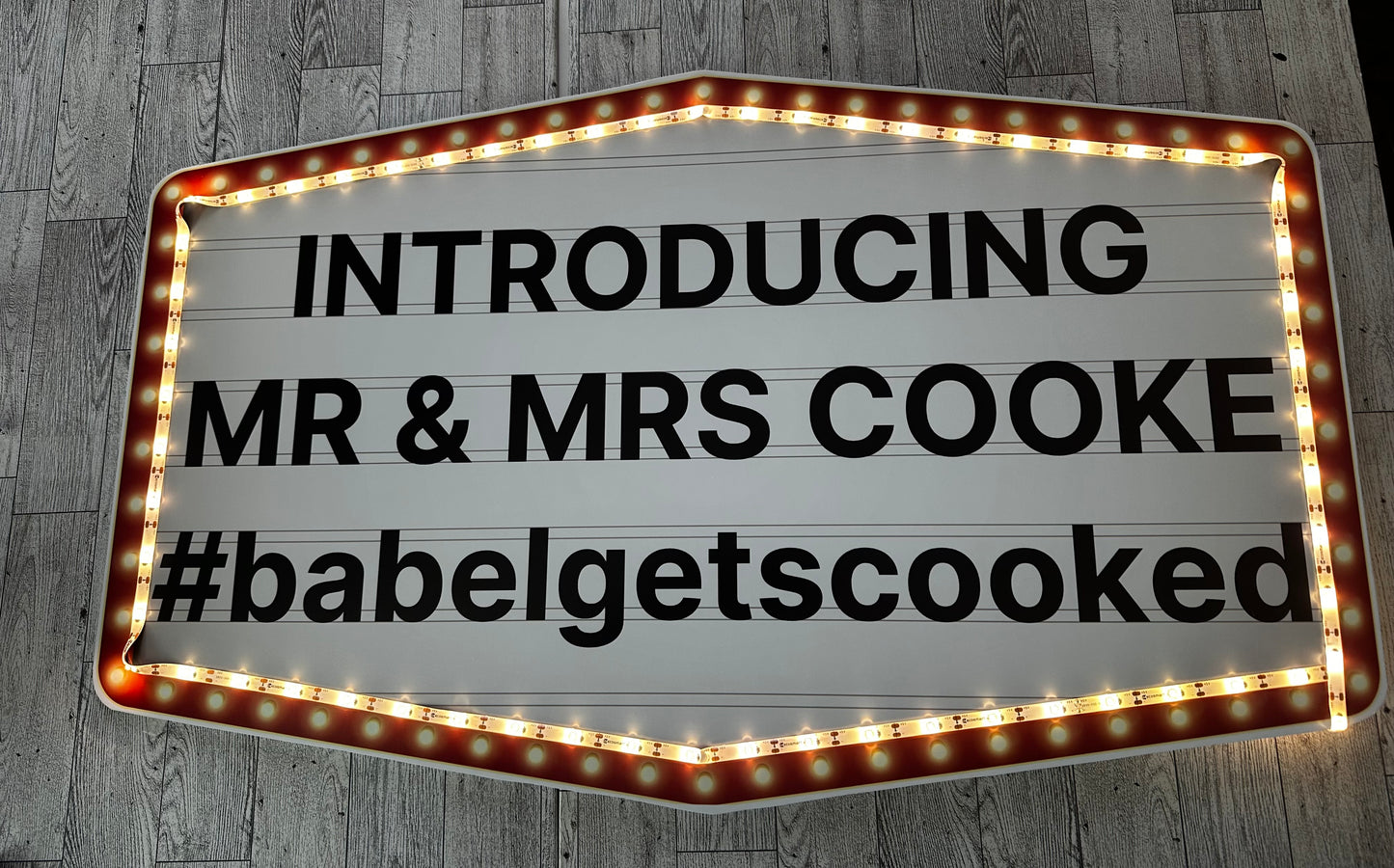 Large Red and Gold Marquee Wedding Reception Entrance Sign