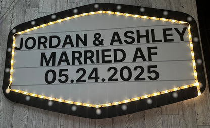 Black and White Marquee Wedding Reception Entrance Sign
