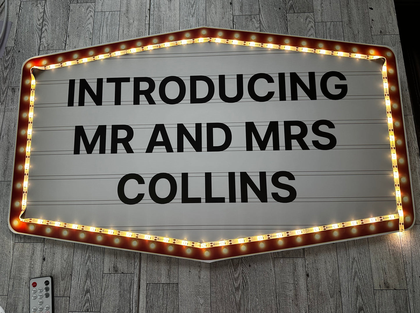 Large Red and Gold Marquee Wedding Reception Entrance Sign
