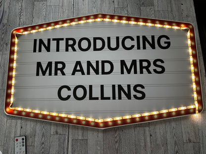 Large Red and Gold Marquee Wedding Reception Entrance Sign