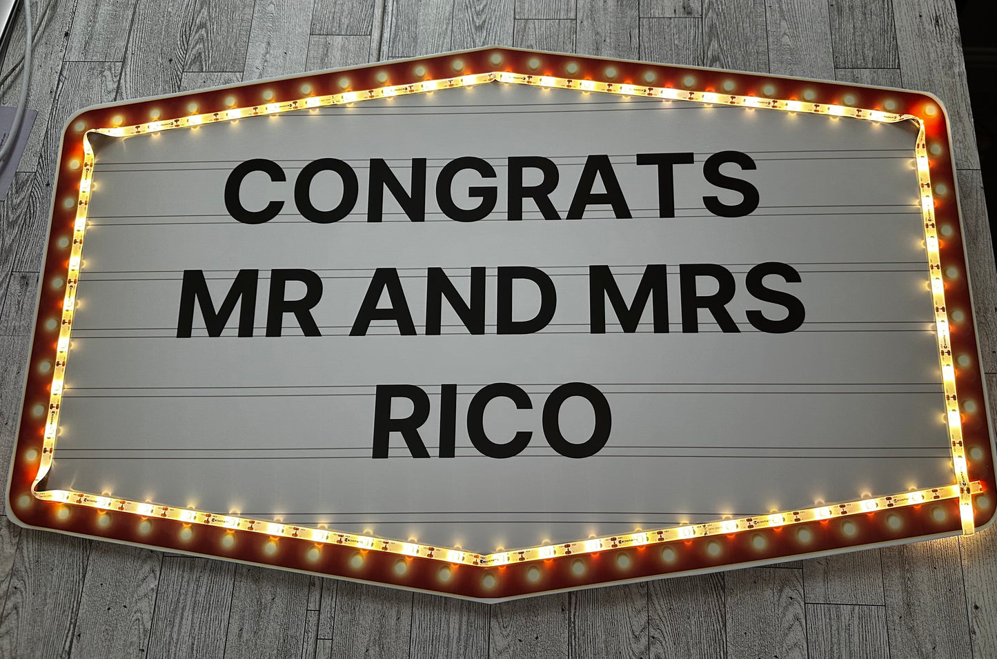 Large Red and Gold Marquee Wedding Reception Entrance Sign