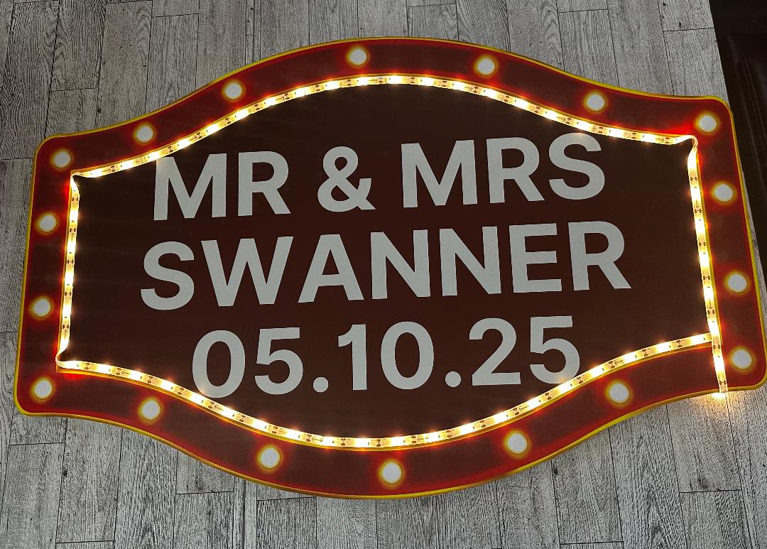 Red and Gold Bell Wedding Reception Entrance Sign