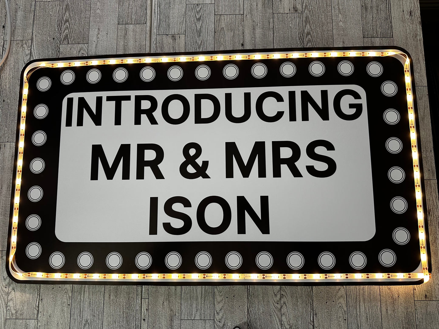 Rectangle Black and White Marquee Wedding Reception Entrance Sign