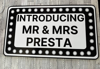 Rectangle Black and White Marquee Wedding Reception Entrance Sign