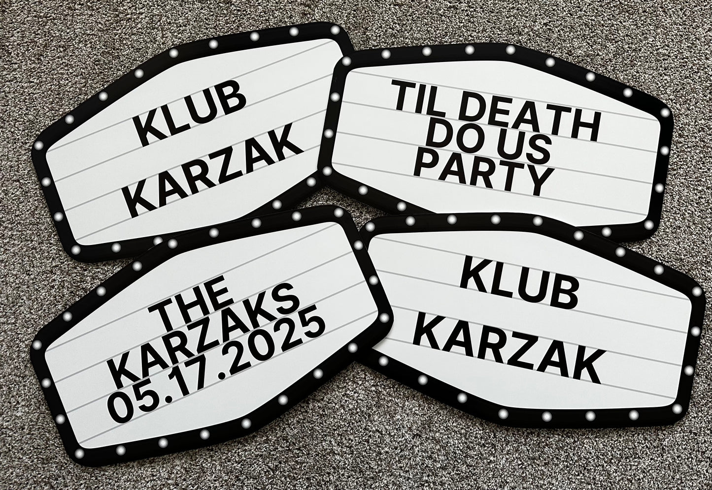 Black and White Marquee Wedding Reception Entrance Sign