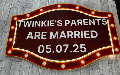 Red and Gold Bell Wedding Reception Entrance Sign