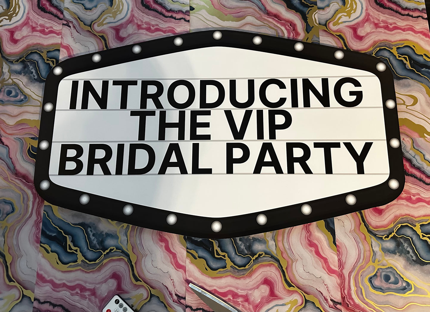 Black and White Marquee Wedding Reception Entrance Sign